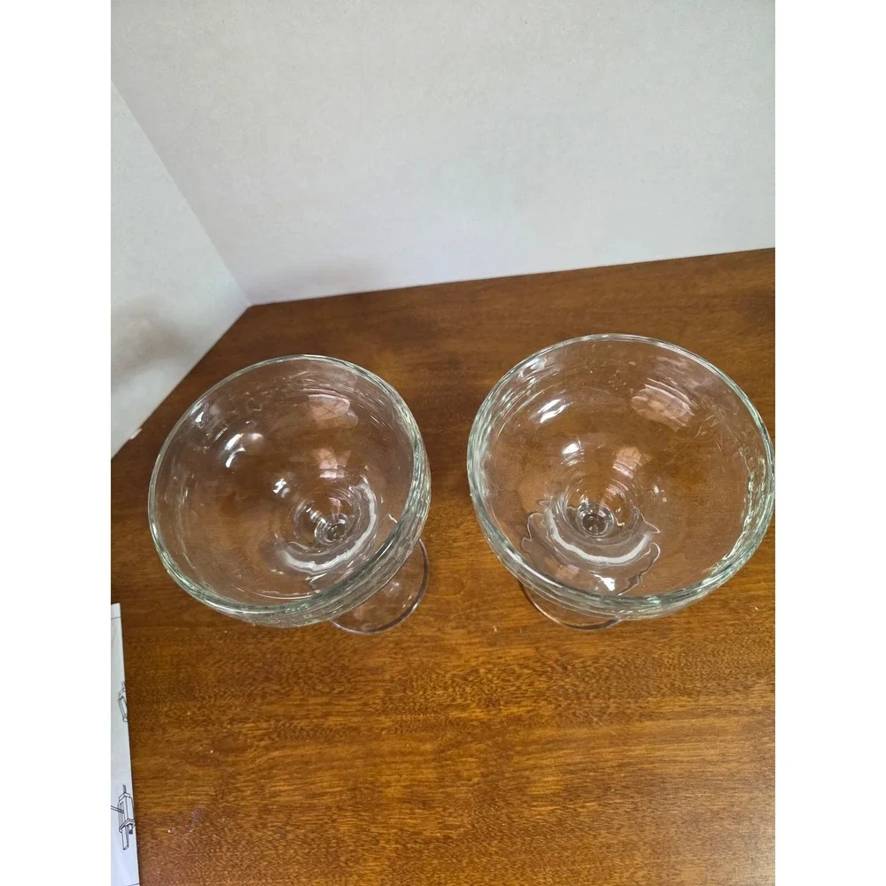Set of 2 Clear Glass Margarita Glasses Thick Stem Cocktail Barware 12oz